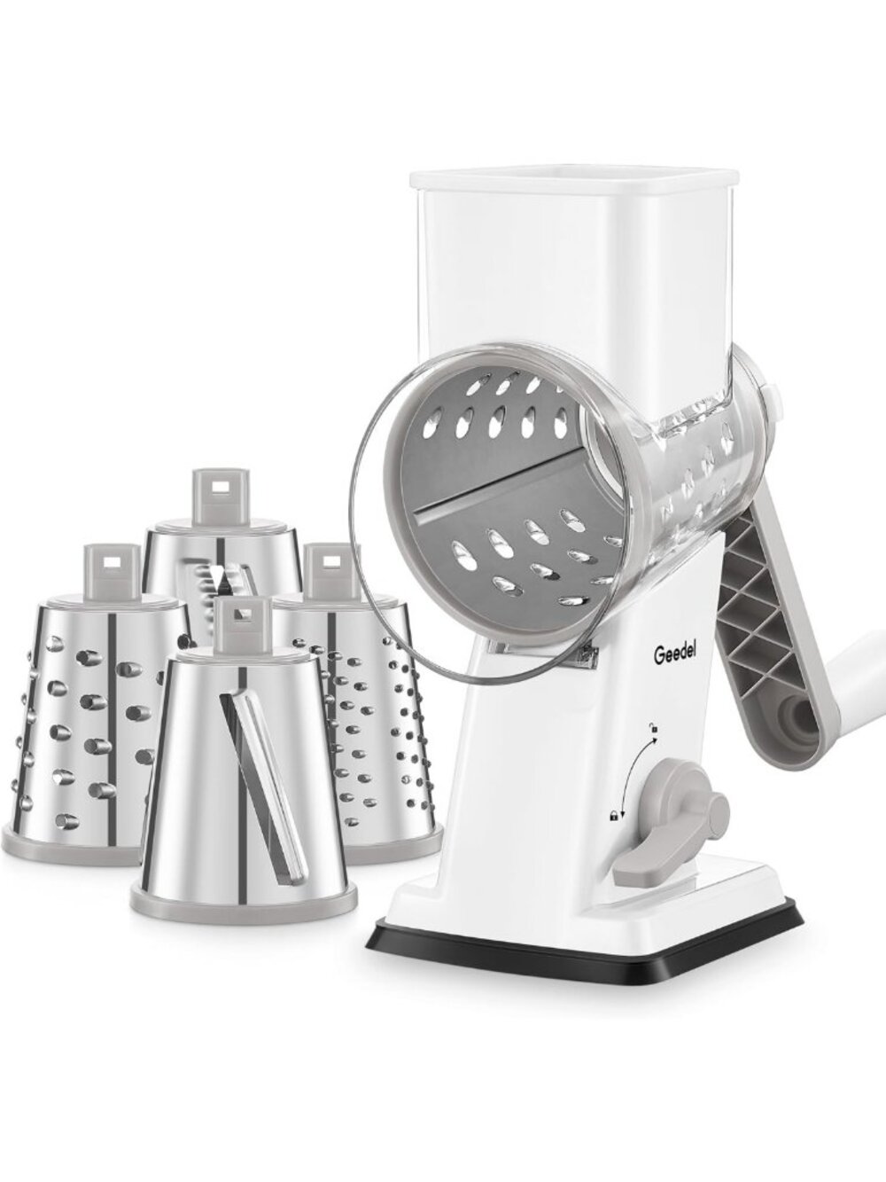 Upgraded Rotary Cheese Grater & Vegetable Shredder Slicer - Hand Crank Kitchen
